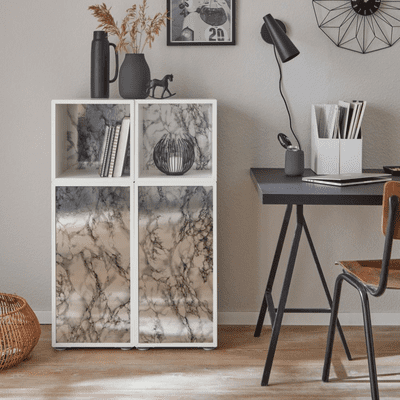 Metallic Chrome Marble Adhesive Back Vinyl Wrap (347-8035) 67cm x 1.5m