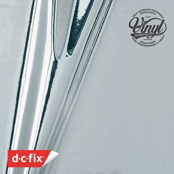 NSChrome 45cm wide High Gloss Silver Sticky Vinyl Fablon (244-4527) Cut to size from 1 to 15 metres