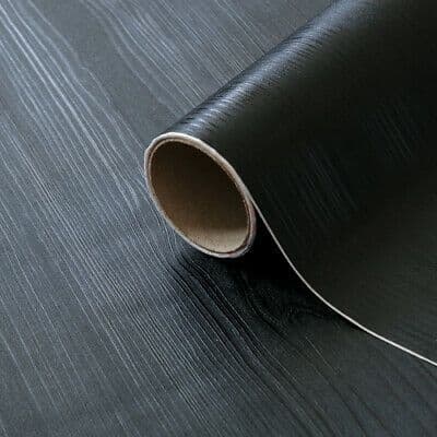 Quadro Heavy Embossed Black Wood Vinyl Fablon (343-8301)
