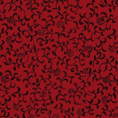 Sonja' Design Floral Red/Black Sticky Vinyl (380-0032) 45cm x 2m