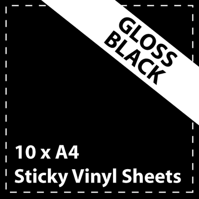 Vinyl Sheets 10 x A4 Gloss Black Sticky - Craft Robo, CriCut & Crafts