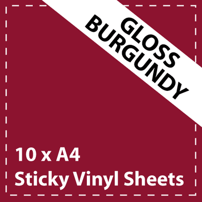Vinyl Sheets 10 x A4 Gloss Burgundy Sticky Vinyl Sheets - Craft Robo, CriCut & Crafts (1)