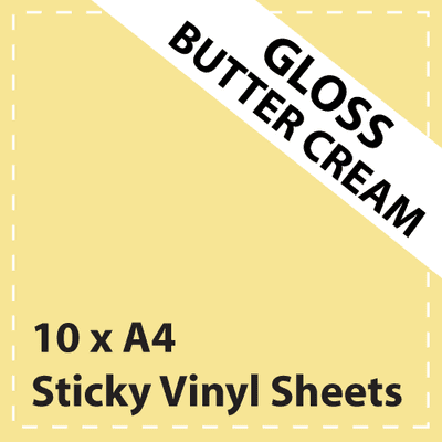 Vinyl Sheets 10 x A4 Gloss Butter Cream Sticky Vinyl Sheets - Craft Robo, CriCut & Crafts
