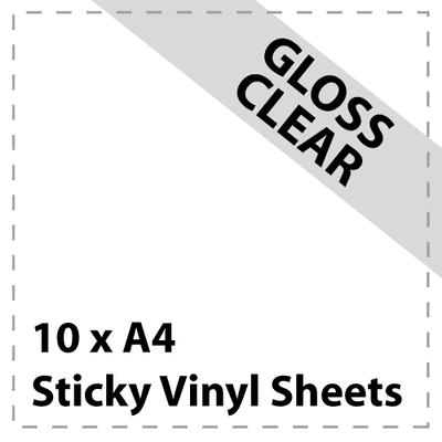 Vinyl Sheets 10 x A4 Gloss Clear Sticky - Craft Robo, CriCut & Crafts