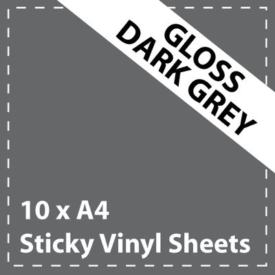 Vinyl Sheets 10 x A4 Gloss Dark Grey Sticky Vinyl Sheets - Craft Robo, CriCut & Crafts