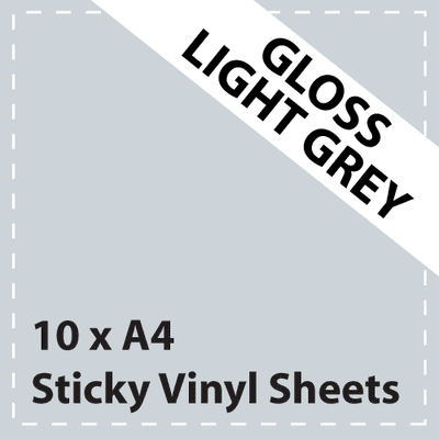 Vinyl Sheets 10 x A4 Gloss Light Grey Sticky - Craft Robo, CriCut & Crafts