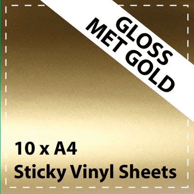 Vinyl Sheets 10 x A4 Gloss Mettalic Gold Sticky Vinyl Sheets - Craft Robo, CriCut & Crafts