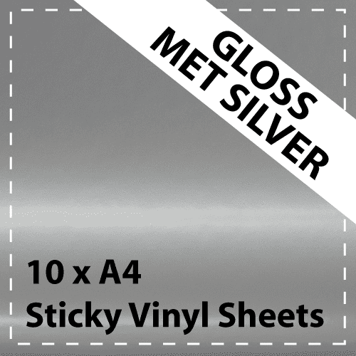 Vinyl Sheets 10 x A4 Gloss Mettalic Silver Sticky Vinyl Sheets Craft
