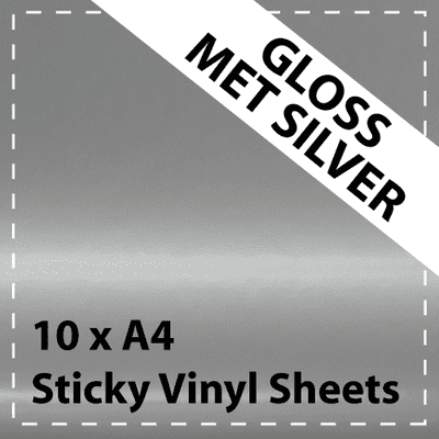 Vinyl Sheets 10 x A4 Gloss Mettalic Silver Sticky Vinyl Sheets - Craft Robo, CriCut & Crafts