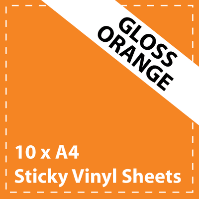 Vinyl Sheets 10 x A4 Gloss Orange Sticky Vinyl Sheets - Craft Robo, CriCut & Crafts