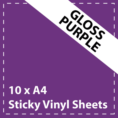 Vinyl Sheets 10 x A4 Gloss Purple Sticky Vinyl Sheets - Craft Robo, CriCut & Crafts