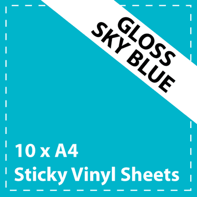 Vinyl Sheets 10 x A4 Gloss Sky Blue Sticky Vinyl Sheets - Craft Robo, CriCut & Crafts (1)