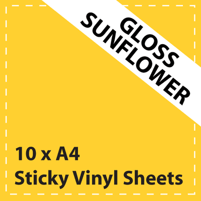 Vinyl Sheets 10 x A4 Gloss Sunflower Yellow Sticky Vinyl Sheets - Craft Robo, CriCut & Crafts