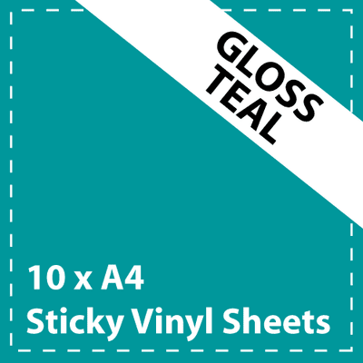 Vinyl Sheets 10 x A4 Gloss Teal Sticky Vinyl Sheets - Craft Robo, CriCut & Crafts