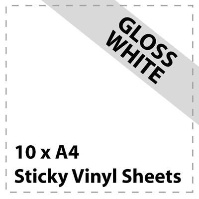 Vinyl Sheets 10 x A4 Gloss White Sticky - Craft Robo, CriCut & Crafts