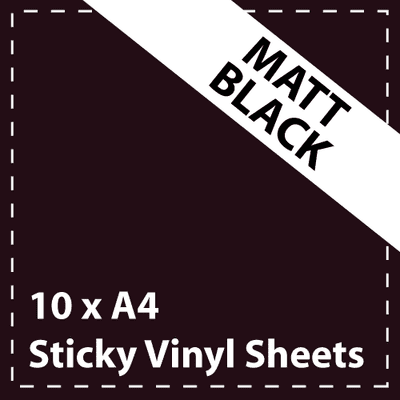 Vinyl Sheets 10 x A4 Matt Black Sticky Vinyl Sheets - Craft Robo, CriCut & Crafts