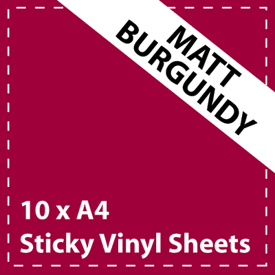 Vinyl Sheets 10 x A4 Matt Burgundy Sticky Vinyl Sheets - Craft Robo, CriCut & Crafts
