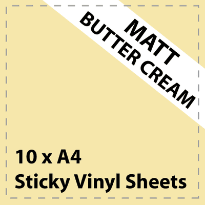 Vinyl Sheets 10 x A4 Matt Butter Cream Sticky Vinyl Sheets - Craft Robo, CriCut & Crafts