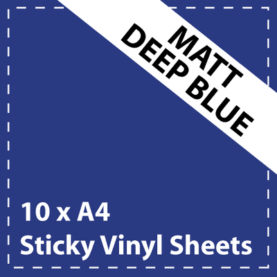 Vinyl Sheets 10 x A4 Matt Deep Blue Sticky Vinyl Sheets - Craft Robo, CriCut & Crafts