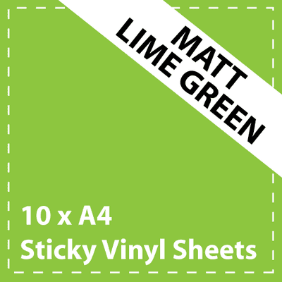 Vinyl Sheets 10 x A4 Matt Lime Green Sticky Vinyl Sheets - Craft Robo, CriCut & Crafts