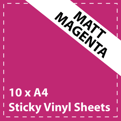 Vinyl Sheets 10 x A4 Matt Magenta Sticky Vinyl Sheets - Craft Robo, CriCut & Crafts