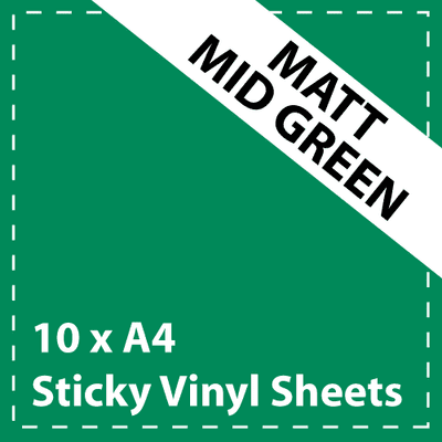 Vinyl Sheets 10 x A4 Matt Mid Green Sticky Vinyl Sheets - Craft Robo, CriCut & Crafts
