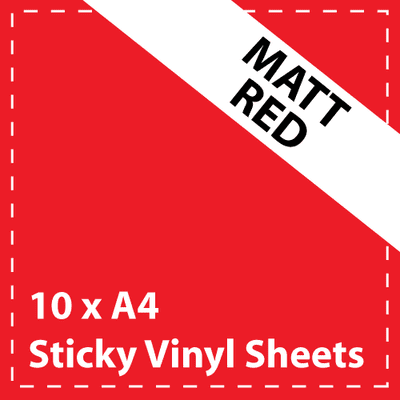 Vinyl Sheets 10 x A4 Matt Red Sticky Vinyl Sheets - Craft Robo, CriCut & Crafts