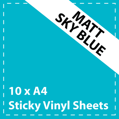 Vinyl Sheets 10 x A4 Matt Sky Blue Sticky Vinyl Sheets - Craft Robo, CriCut & Crafts