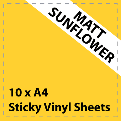 Vinyl Sheets 10 x A4 Matt Sunflower Yellow Sticky Vinyl Sheets - Craft Robo, CriCut & Crafts