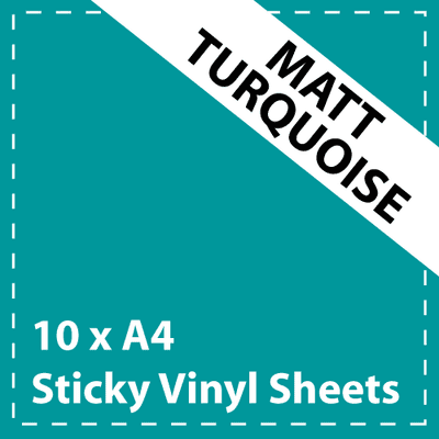 Vinyl Sheets 10 x A4 Matt Turquoise Sticky Vinyl Sheets - Craft Robo, CriCut & Crafts