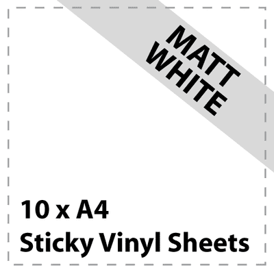 Vinyl Sheets 10 x A4 Matt White Sticky - Craft Robo, CriCut & Crafts