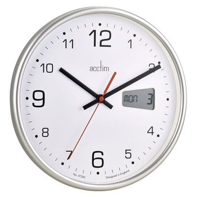 Acctim Kalendar Digital Date Wall Clock Silver CK2367