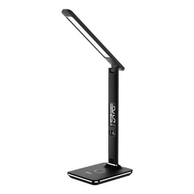Groove Ares Led Desk Lamp, Wireless Charge Pad, Clock Blk GV4001