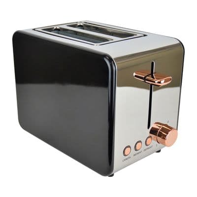 Lloytron 2 Slice Wide Slot Toaster Black & Rose Gold LY2026