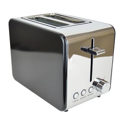Lloytron 2 Slice Wide Slot Toaster Black & Steel LY2025