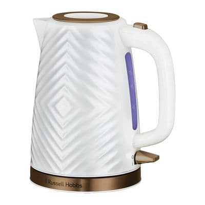 Russell Hobbs 1.7L Groove Kettle White With Brushed Gold RH6381