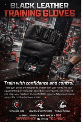 BLACK LEATHER TRAINING GLOVES