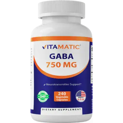 GABA (Gamma Aminobutyric Acid) 750mg -240 Capsules - 240 servings
