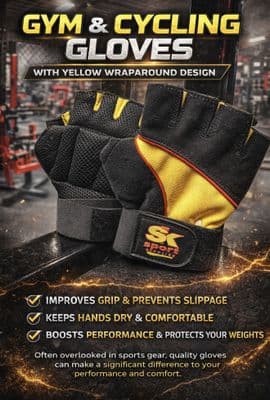 GYM AND CYCLING GLOVE WITH WRAPAROUND YELLOW