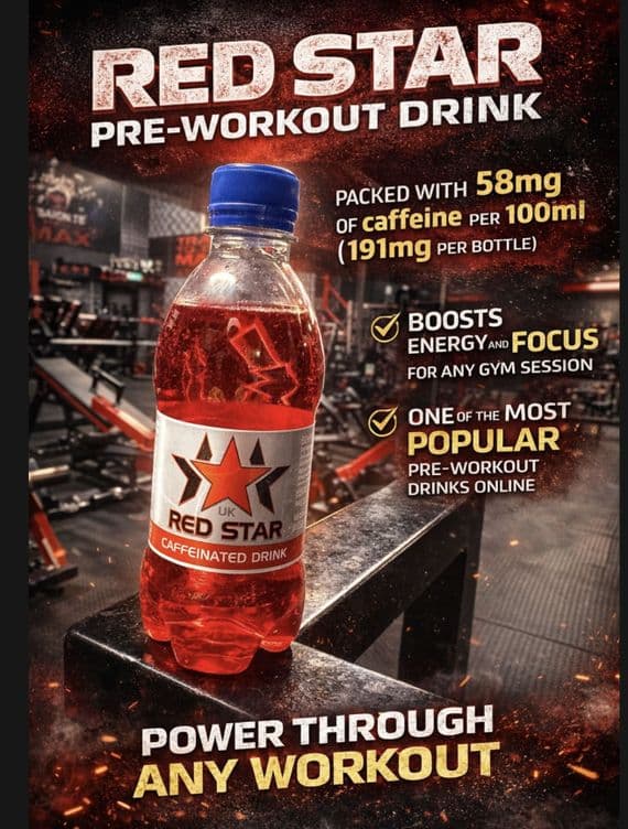 RED STAR PRE WORKOUT DRINK 330ML SINGLE BOTTLE