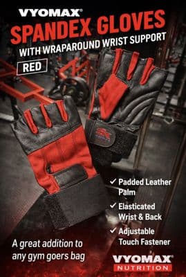 Spandex Gloves with Wraparound Wrist Support – Red (Pair)