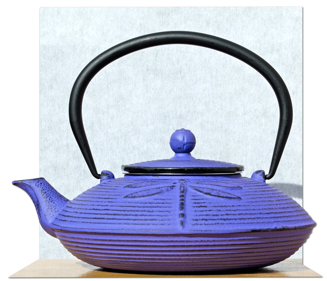 Cast Iron Purple Dragonfly Tea set D2 Tetsubin teapot kettle star