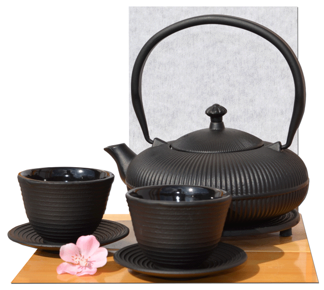 Cups Trivet & Tetsubin Cast Iron Zen Mountain black teapot kettle 0 8