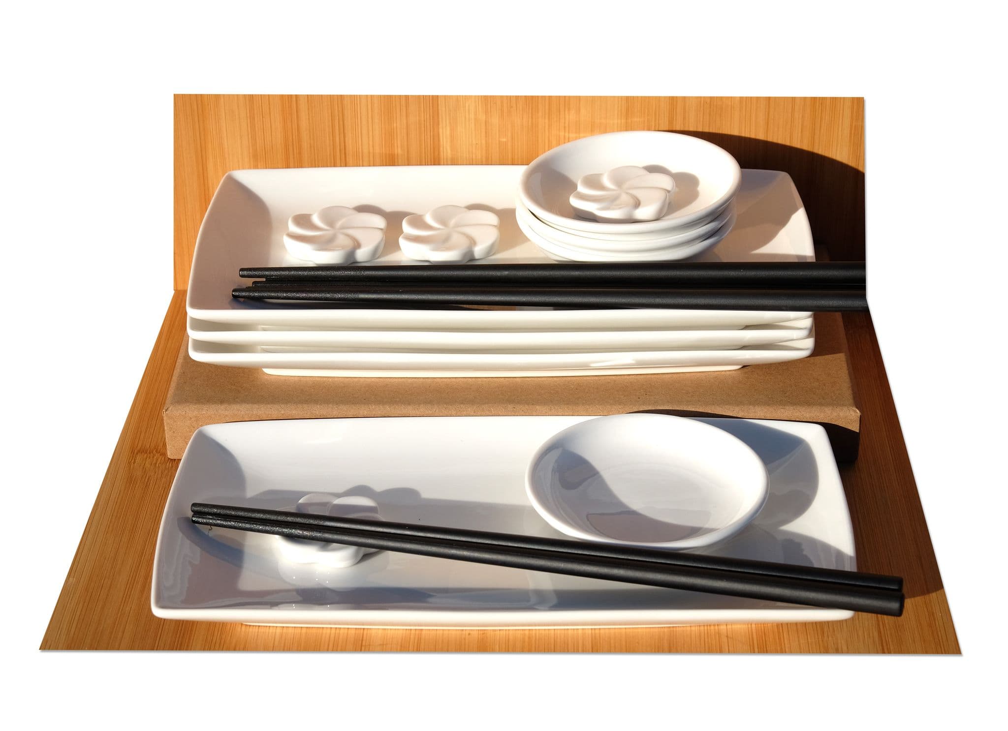 Japanese style white sushi set for 4
