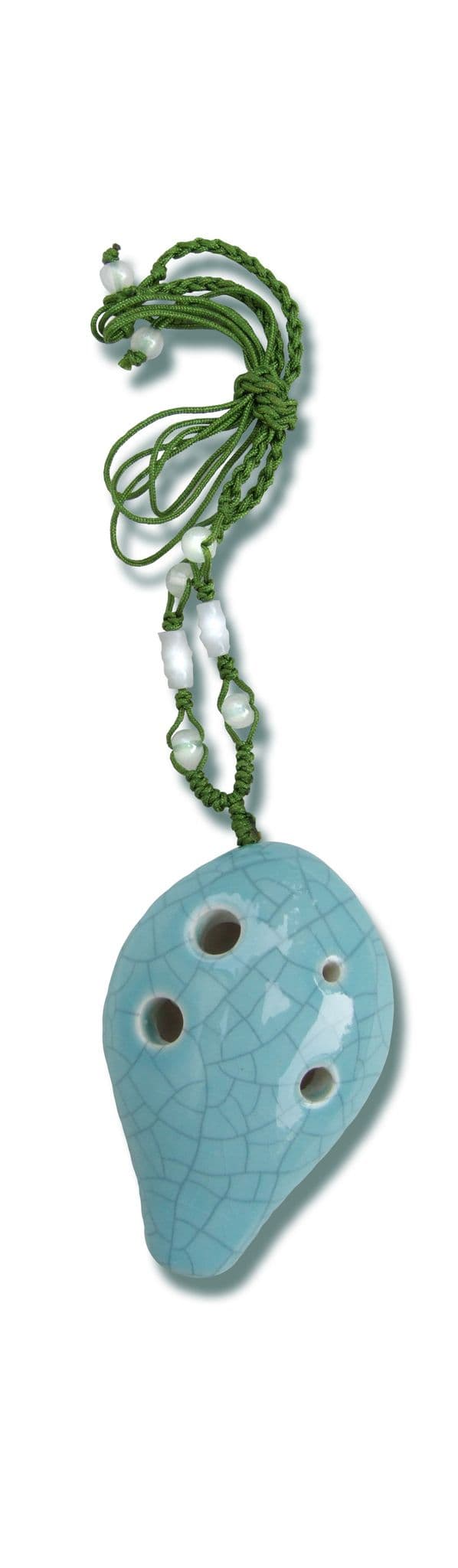 Ocarinas Turquoise ceramic Ocarinas with crackle glaze and necklace braid
