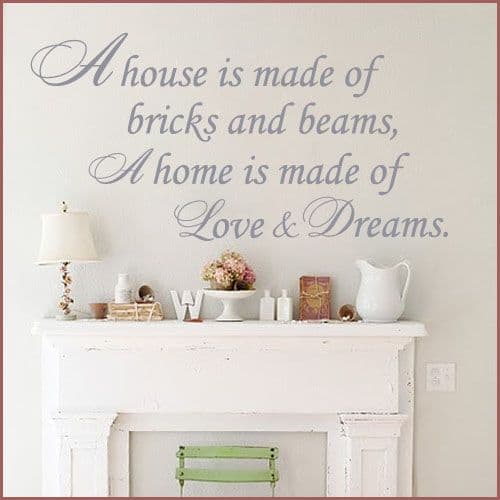A HOME IS MADE OF LOVE AND DREAMS WORD FAMILY ART ~ Wall sticker / decals