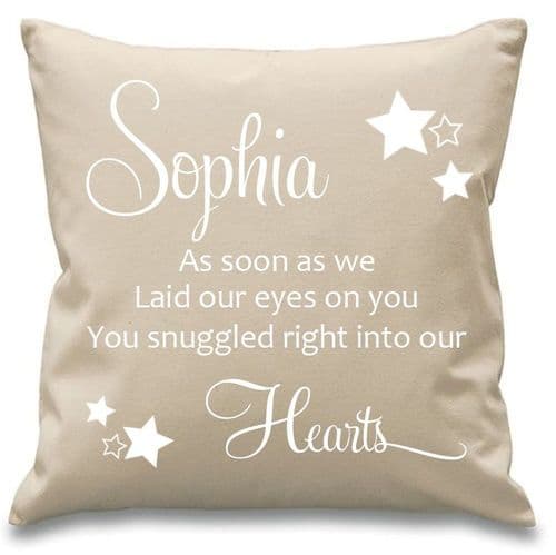As Soon as We Laid Our Eyes on You - Personalised Cushion Cover