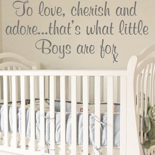 Baby Wall Sticker To Love Cherish & Adore BABY BOY NURSERY WALL ART
