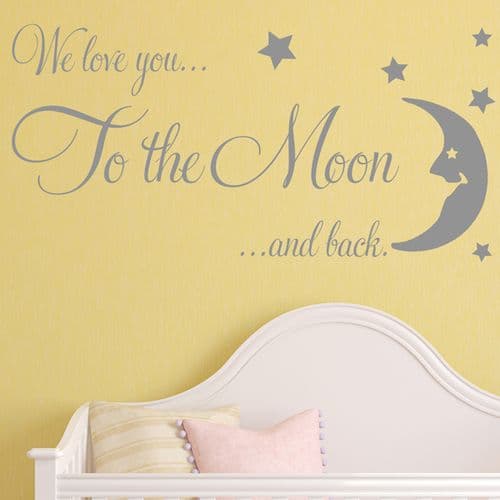 Baby Wall Sticker We Love You to the Moon and Back NURSERY WALL ART decals (1)