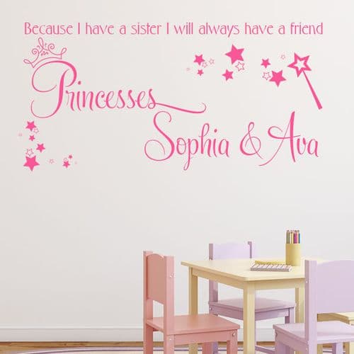 Because I have a Sister I will Always have a Friend Personalised Wall sticker / decal